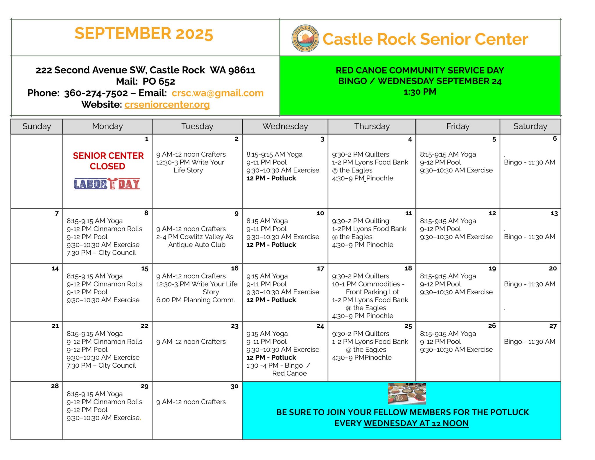 Crsc Calendar September 2025